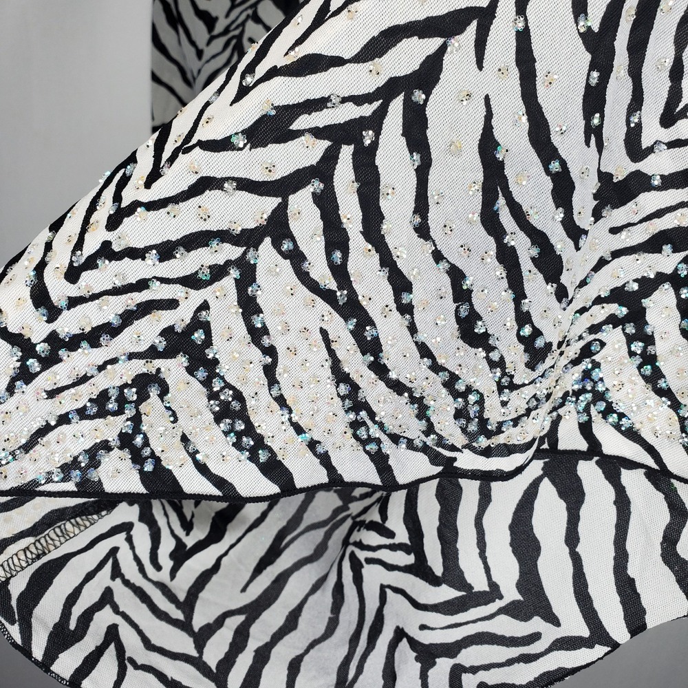 Vtg 90s Express Mesh Top‎ Women Large Zebra Sparkle Bratz Grunge Baddie Y2K - Picture 6 of 8